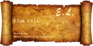 Elek Lili névjegykártya